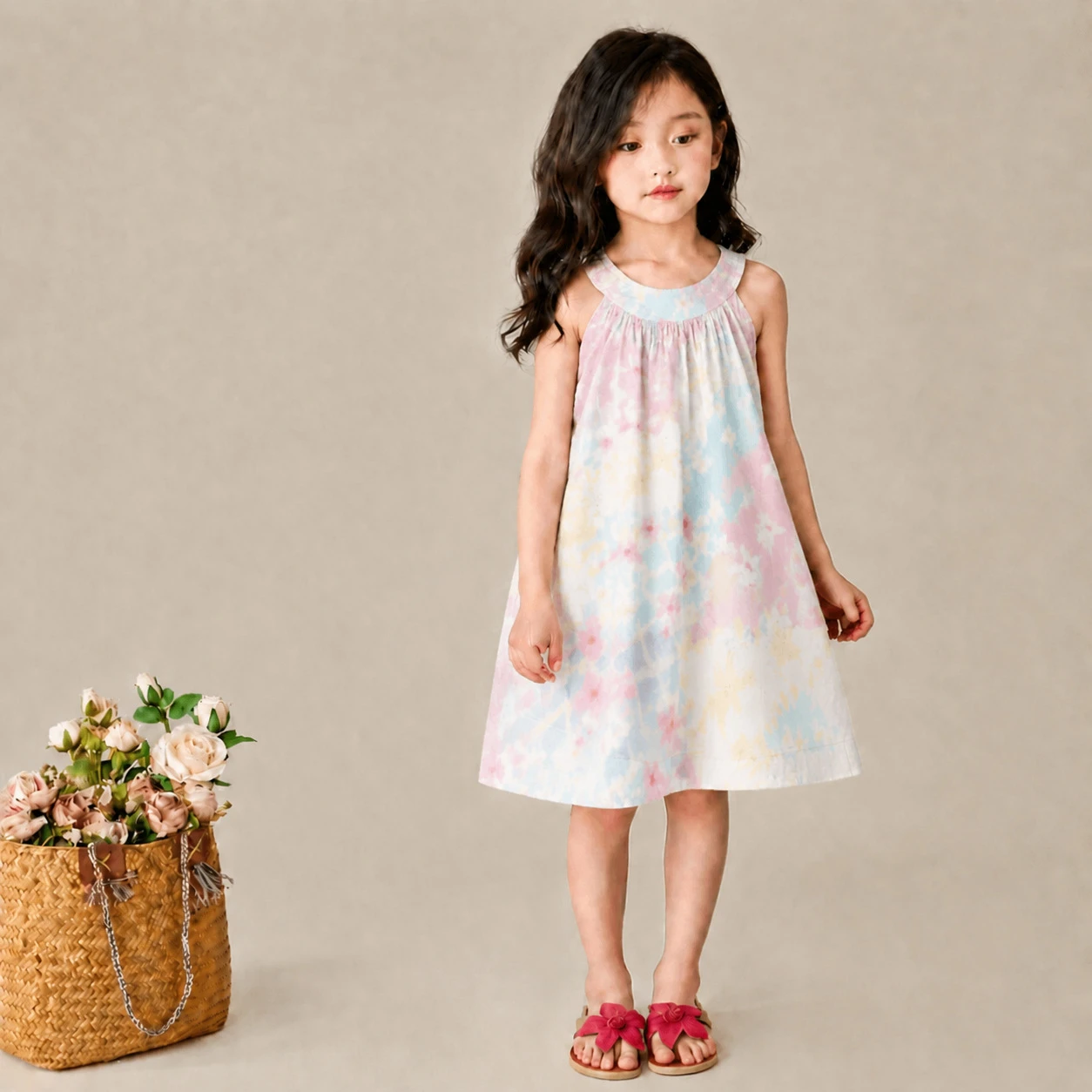 Girls' Sleeveless Dress, Baby Summer Cotton Princess Dress, Suspender Dress, Kidsren's Stylish Floral Vest Dress - 5