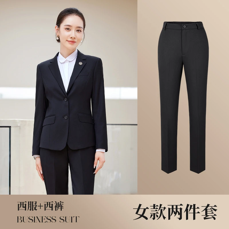 Tencel Wool Suit Men's Business Manager Slim Work Women's Suit Jacket Formal Navy Blue - 15