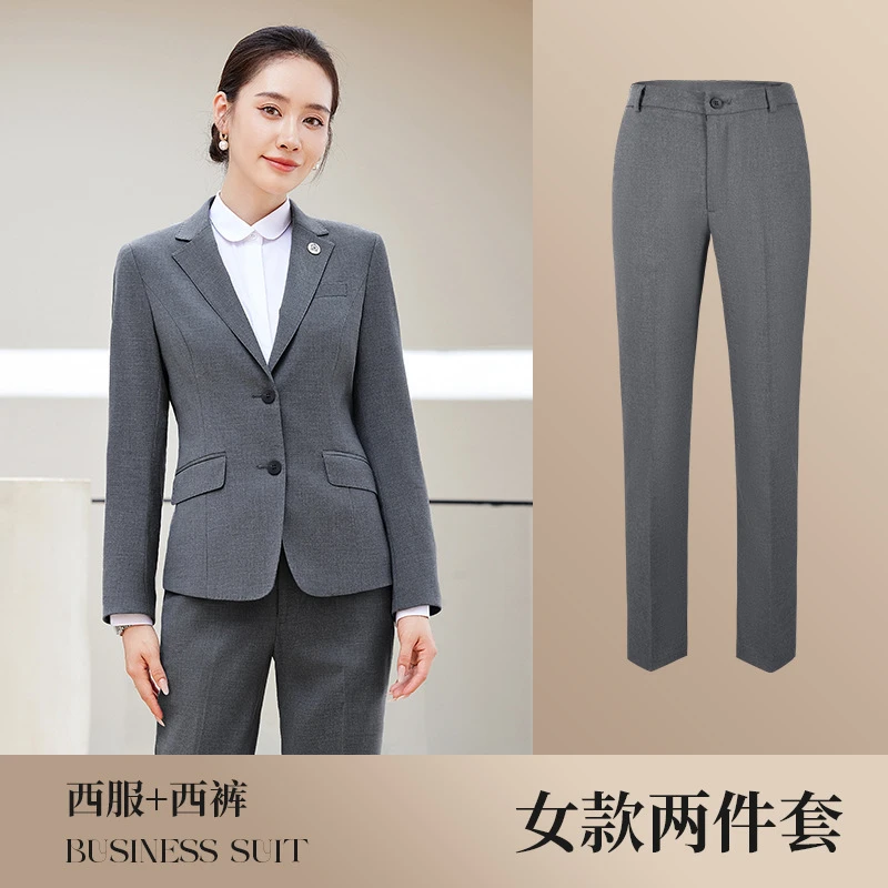 Tencel Wool Suit Men's Business Manager Slim Work Women's Suit Jacket Formal Navy Blue - 18