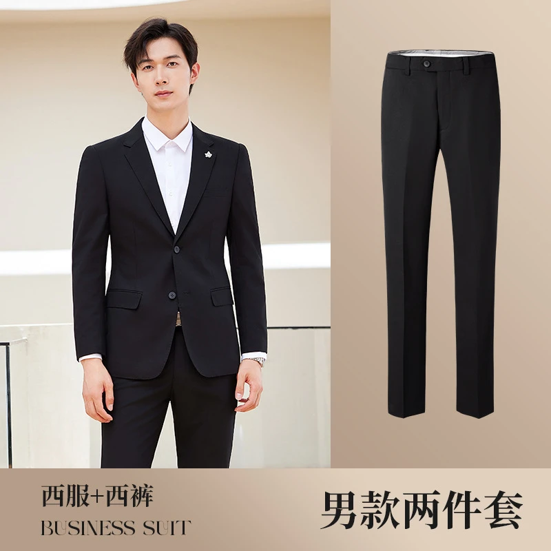 Tencel Wool Suit Men's Business Manager Slim Work Women's Suit Jacket Formal Navy Blue - 17