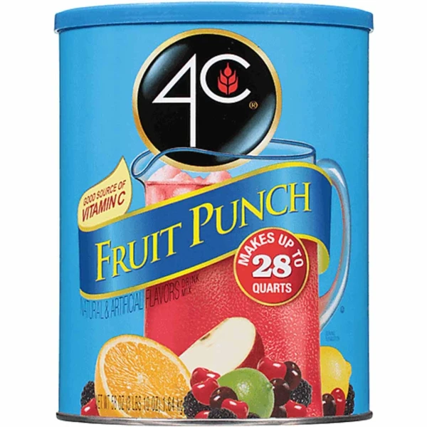 4C Fruit Punch Powdered Drink Makes 28 Quarts- 1.64 KG (3 LB 10 OZ)