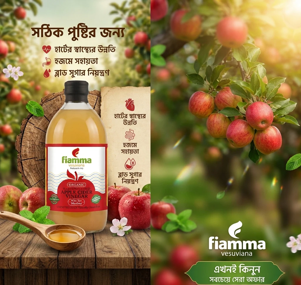 Fiamma Organic Raw Apple Cider Vinegar With The Mother (Italy) - 500ml - 3